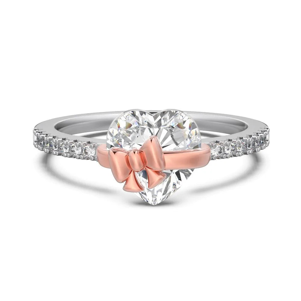 Elegant Bow Heart Ring | 925 Sterling Silver