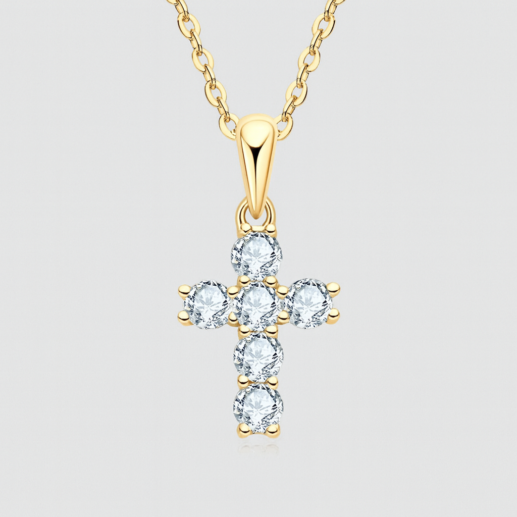 Dainty Light Moissanite Cross Necklace - Misty and Molly