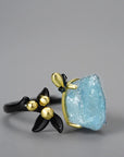 Blue Bloom Aquamarine Adjustable Ring - Misty and Molly