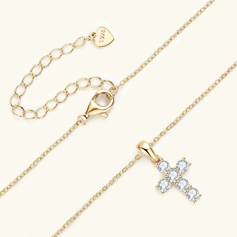 Dainty Light Moissanite Cross Necklace - Misty and Molly