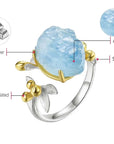 Blue Bloom Aquamarine Adjustable Ring - Misty and Molly