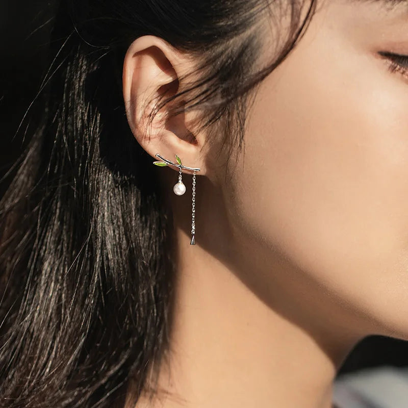 Bamboo Grace Asymmetrical Earrings - Misty and Molly