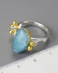 Blue Bloom Aquamarine Adjustable Ring - Misty and Molly