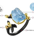 Blue Bloom Aquamarine Adjustable Ring - Misty and Molly