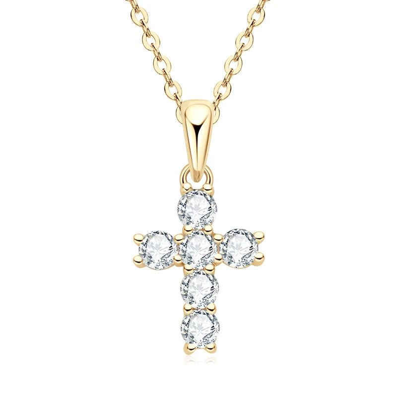 Dainty Light Moissanite Cross Necklace - Misty and Molly