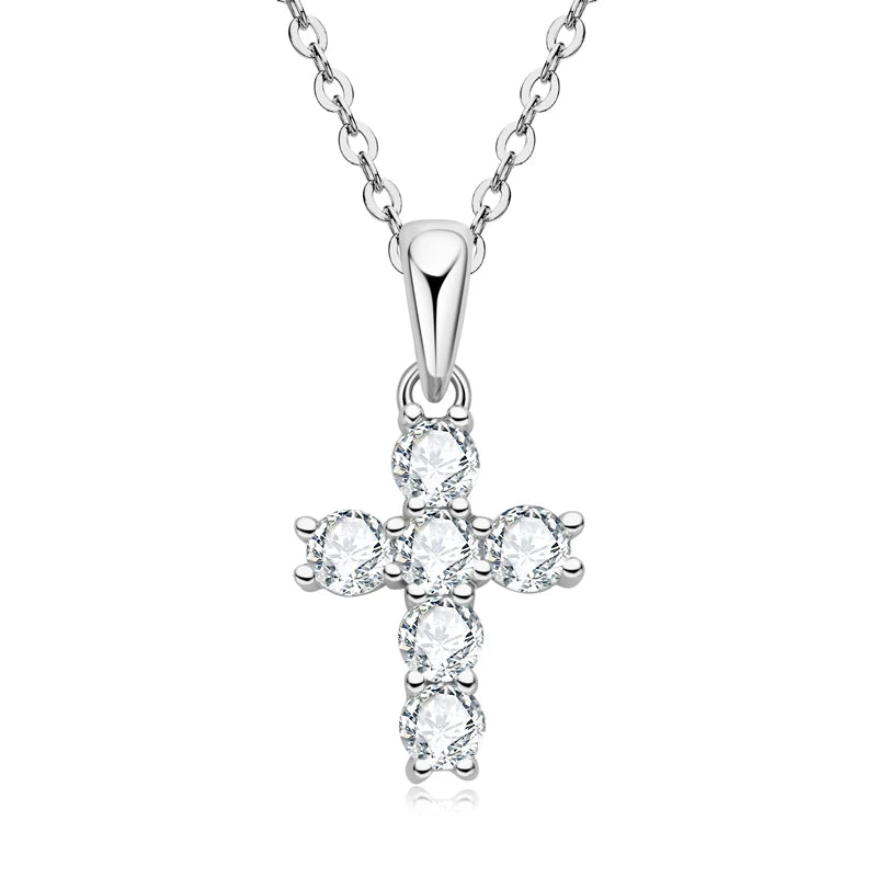 Dainty Light Moissanite Cross Necklace - Misty and Molly