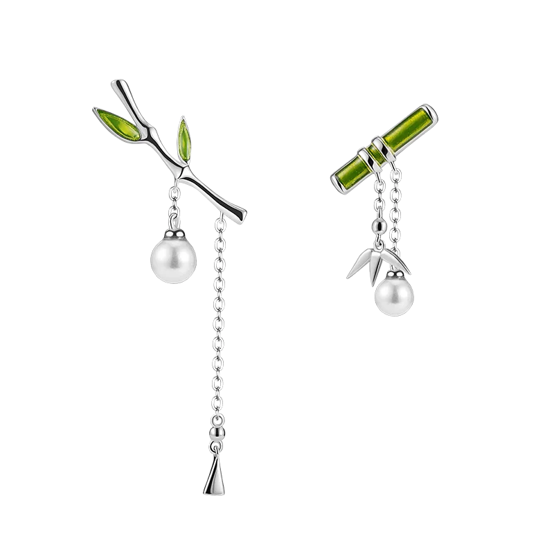 Bamboo Grace Asymmetrical Earrings - Misty and Molly