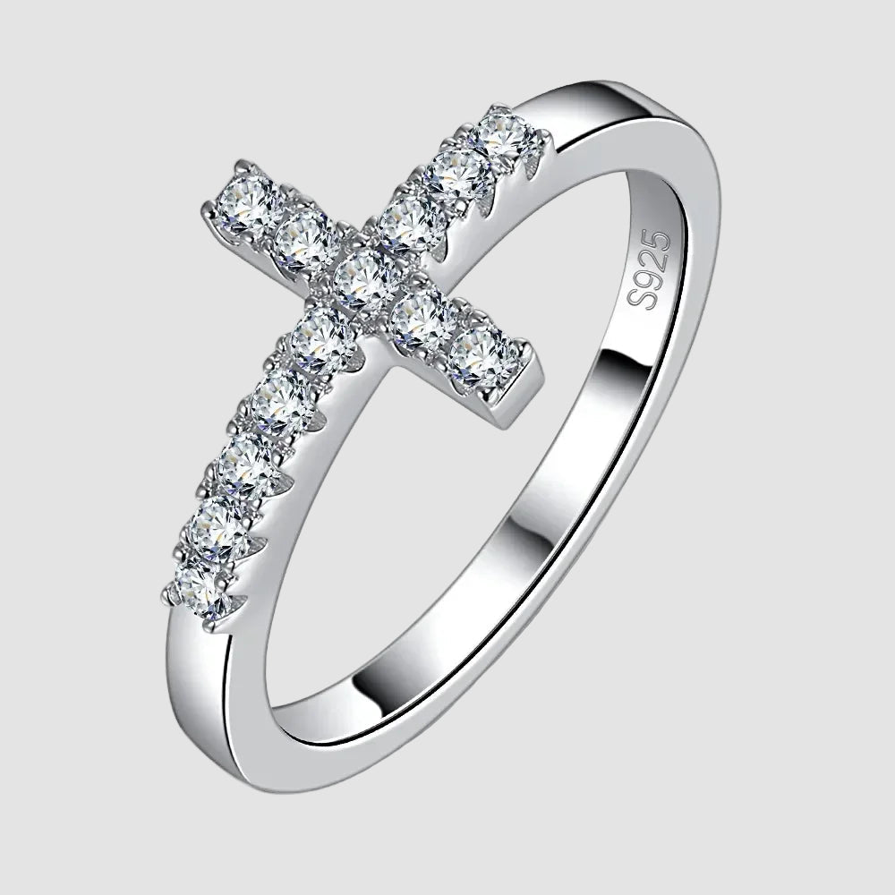 Sacred Promise Moissanite Cross Ring - Misty and Molly