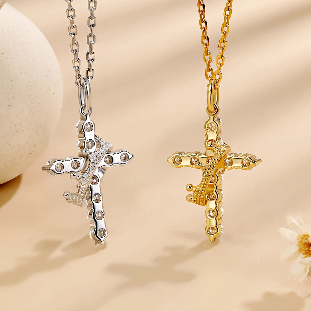 Crown of Faith Moissanite Cross Necklace - Misty and Molly