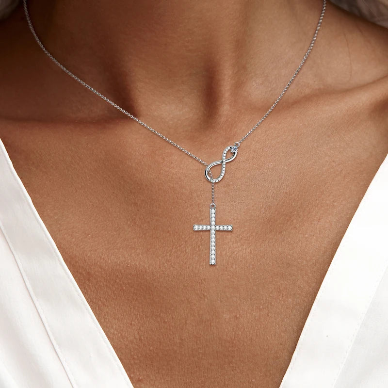 Infinite Faith Moissanite Cross Necklace - Misty and Molly