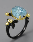 Blue Bloom Aquamarine Adjustable Ring - Misty and Molly