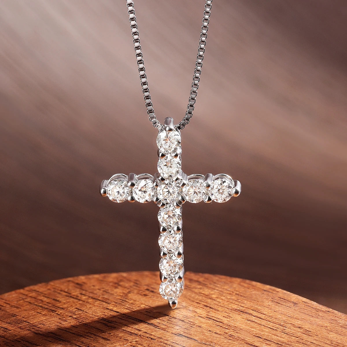 Radiant Moissanite Cross Necklace - Misty and Molly