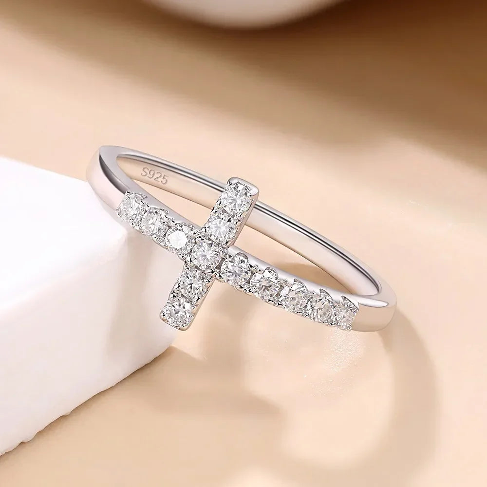 Sacred Promise Moissanite Cross Ring - Misty and Molly