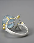Blue Bloom Aquamarine Adjustable Ring - Misty and Molly