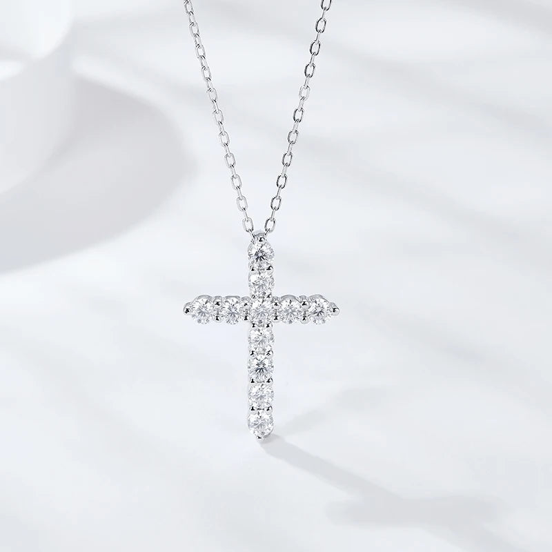 Radiant Moissanite Cross Necklace - Misty and Molly