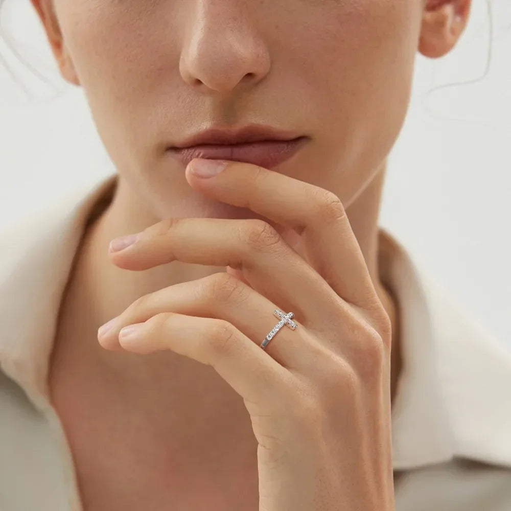 Sacred Promise Moissanite Cross Ring - Misty and Molly