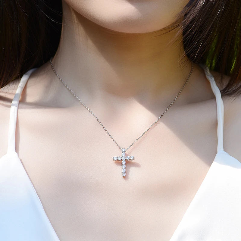 Radiant Moissanite Cross Necklace - Misty and Molly