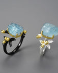 Blue Bloom Aquamarine Adjustable Ring - Misty and Molly