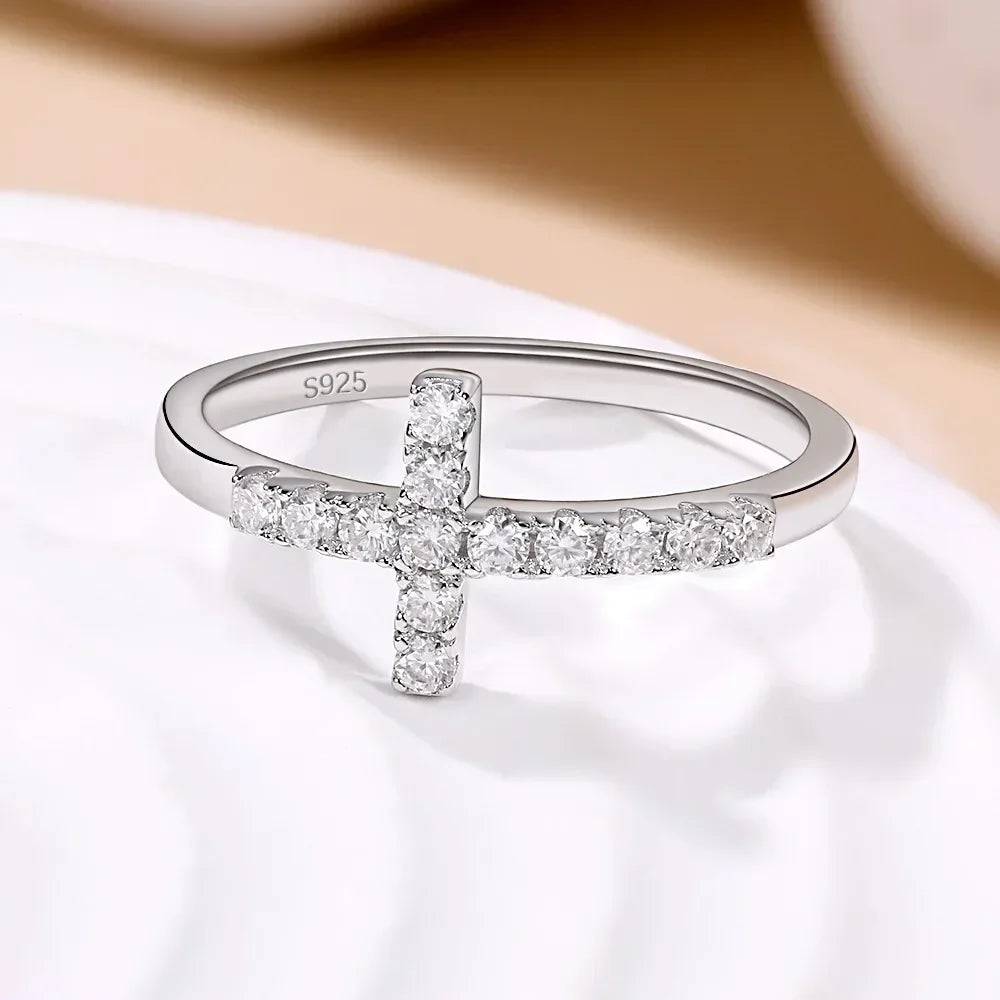 Sacred Promise Moissanite Cross Ring - Misty and Molly