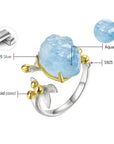 Blue Bloom Aquamarine Adjustable Ring - Misty and Molly