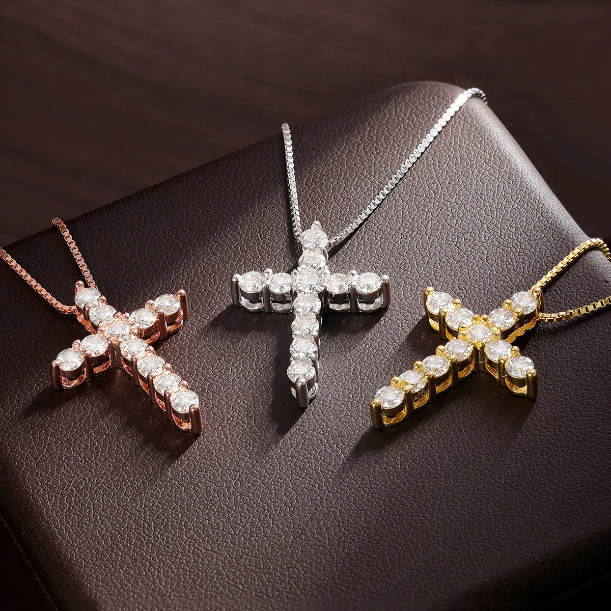 Radiant Moissanite Cross Necklace - Misty and Molly