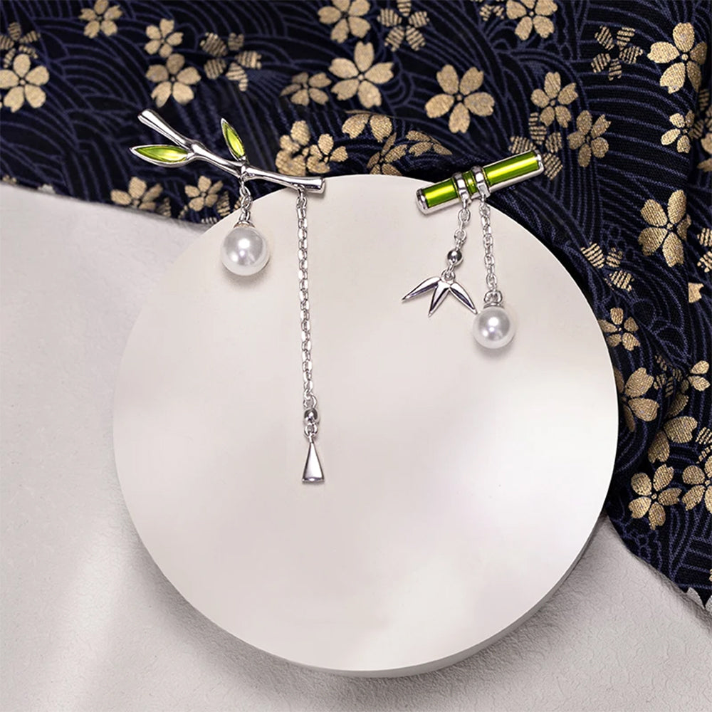 Bamboo Grace Asymmetrical Earrings - Misty and Molly