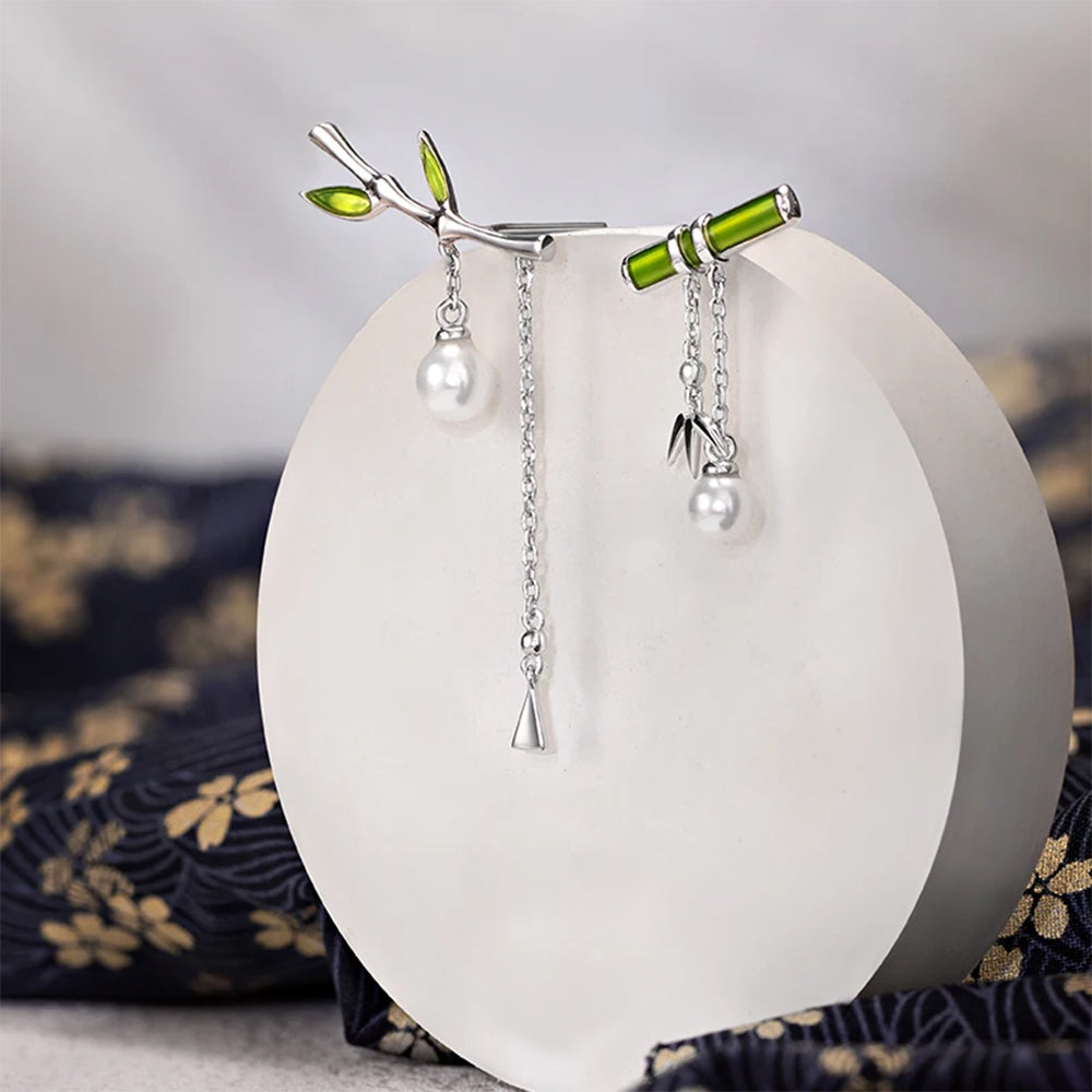 Bamboo Grace Asymmetrical Earrings - Misty and Molly