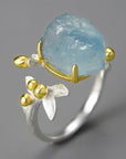 Blue Bloom Aquamarine Adjustable Ring - Misty and Molly