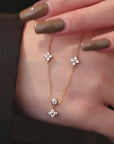 Circle of Luck Clover Moissanite Necklace