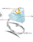 Handmade Aquamarine Crystal Butterfly Ring - Misty and Molly