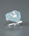 Handmade Aquamarine Crystal Butterfly Ring - Misty and Molly