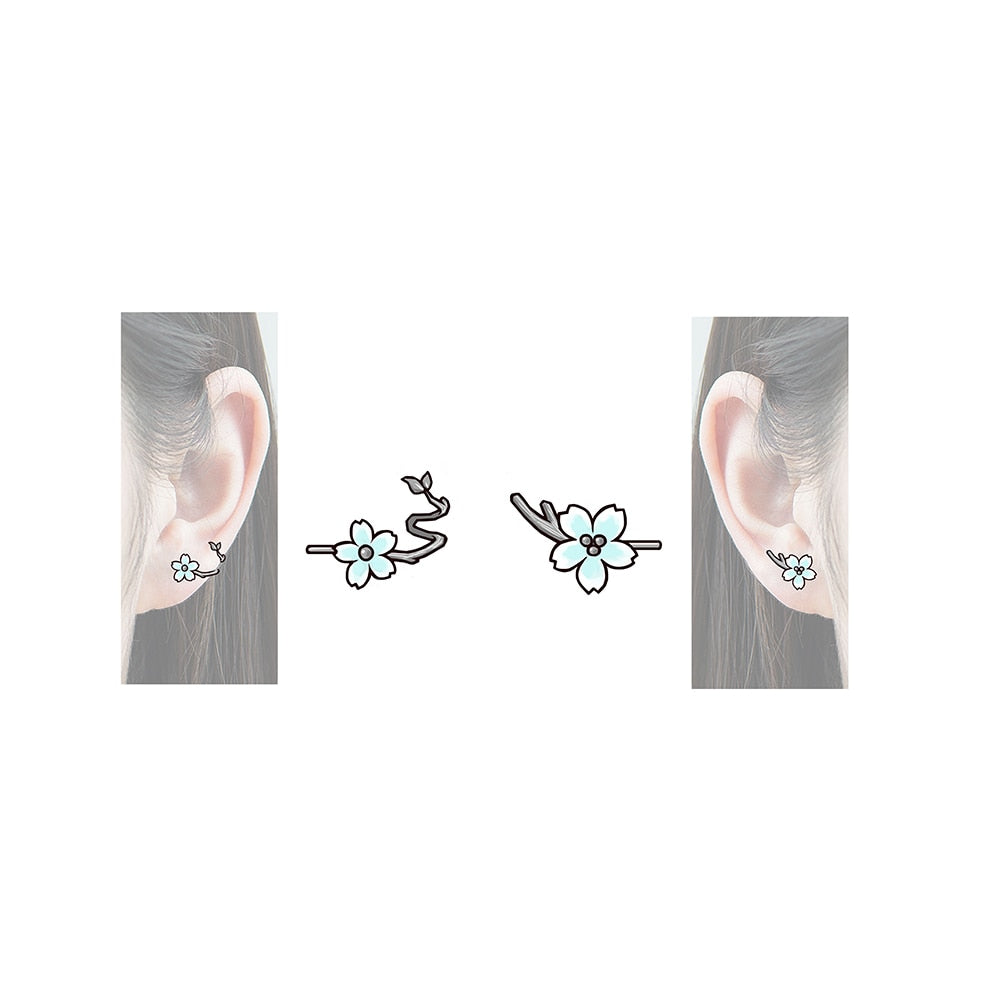 White Cherry Blossom Stud Earrings - Misty and Molly