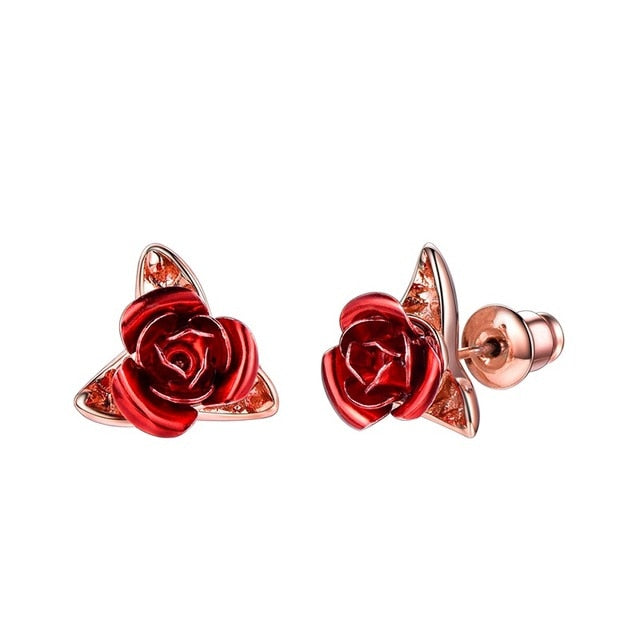 Red Rose Earrings - Misty and Molly