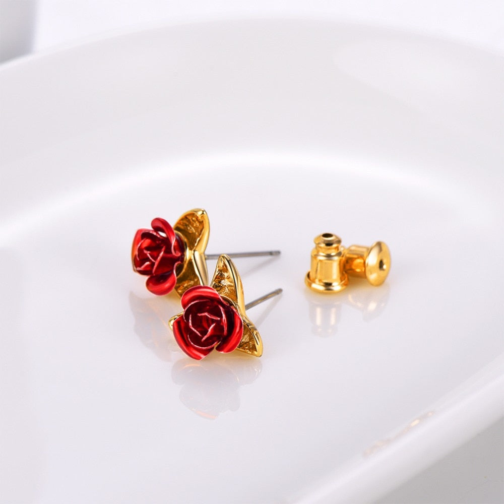 Red Rose Earrings - Misty and Molly