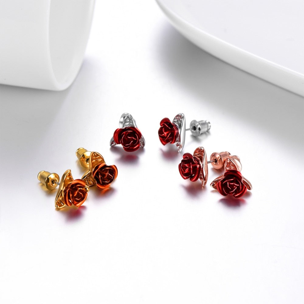 Red Rose Earrings - Misty and Molly
