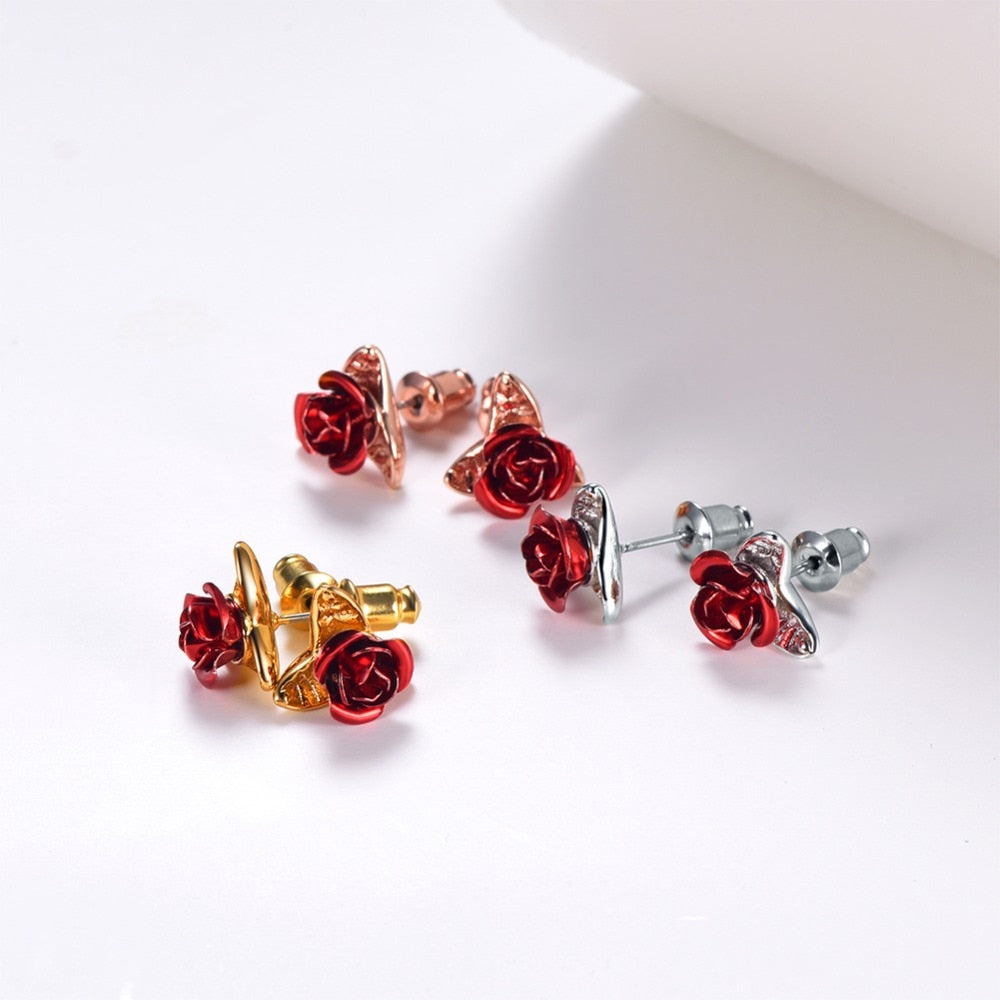 Red Rose Earrings - Misty and Molly