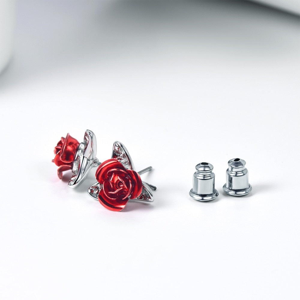 Red Rose Earrings - Misty and Molly