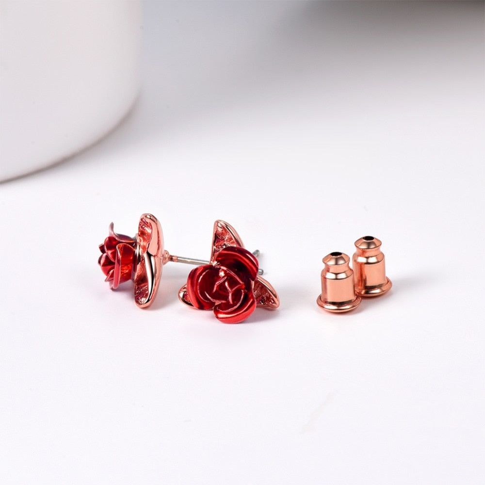 Red Rose Earrings - Misty and Molly
