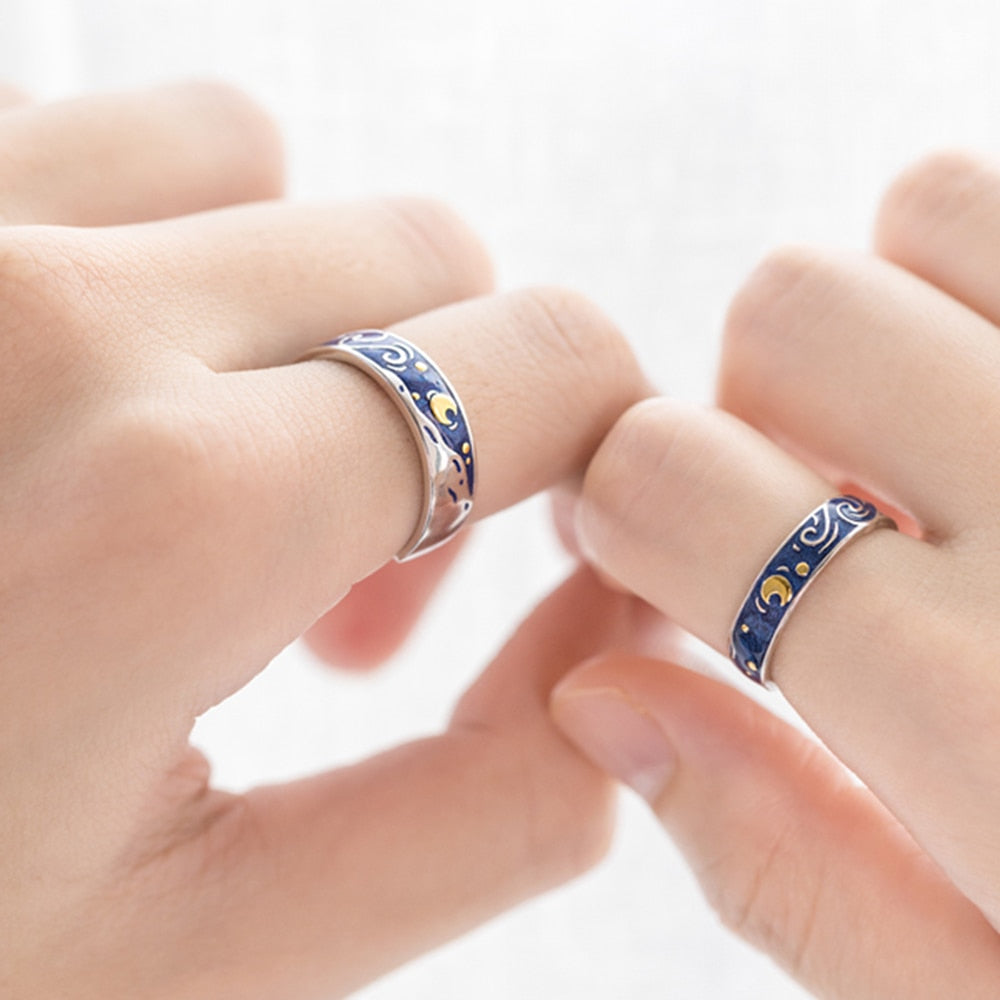 Matching Rings Starry Night Couple Rings 1/2Pcs Couple Design Van