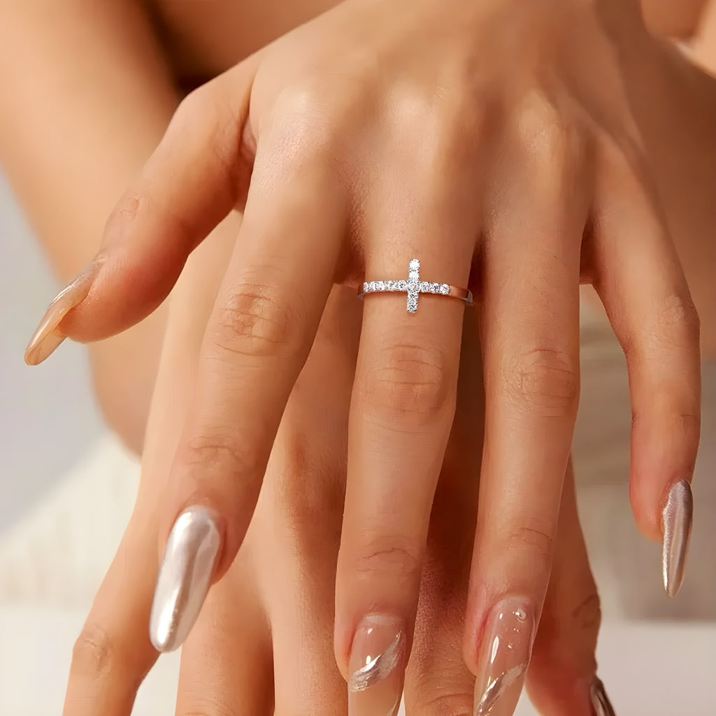 Sacred Promise Moissanite Cross Ring