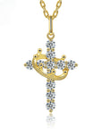 Crown of Faith Moissanite Cross Necklace