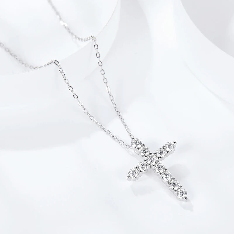 Radiant Moissanite Cross Necklace