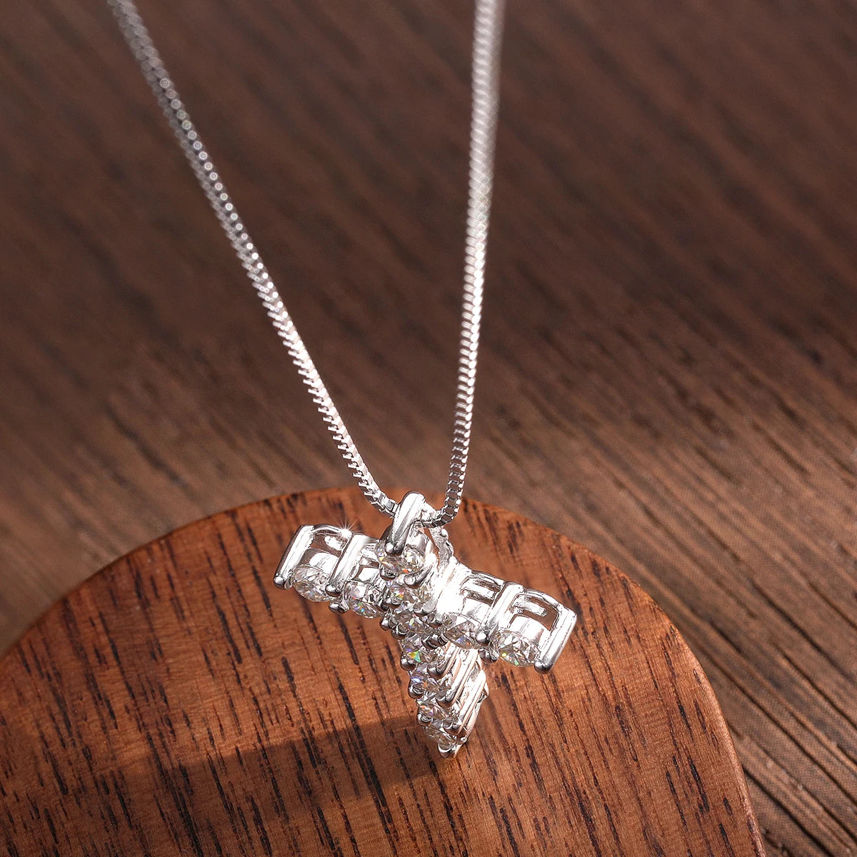Radiant Moissanite Cross Necklace