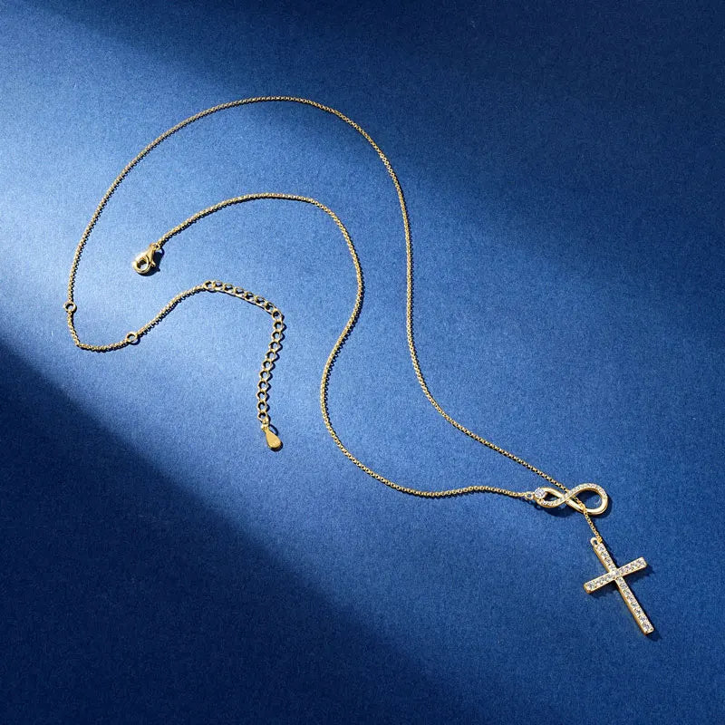 Infinite Faith Moissanite Cross Necklace