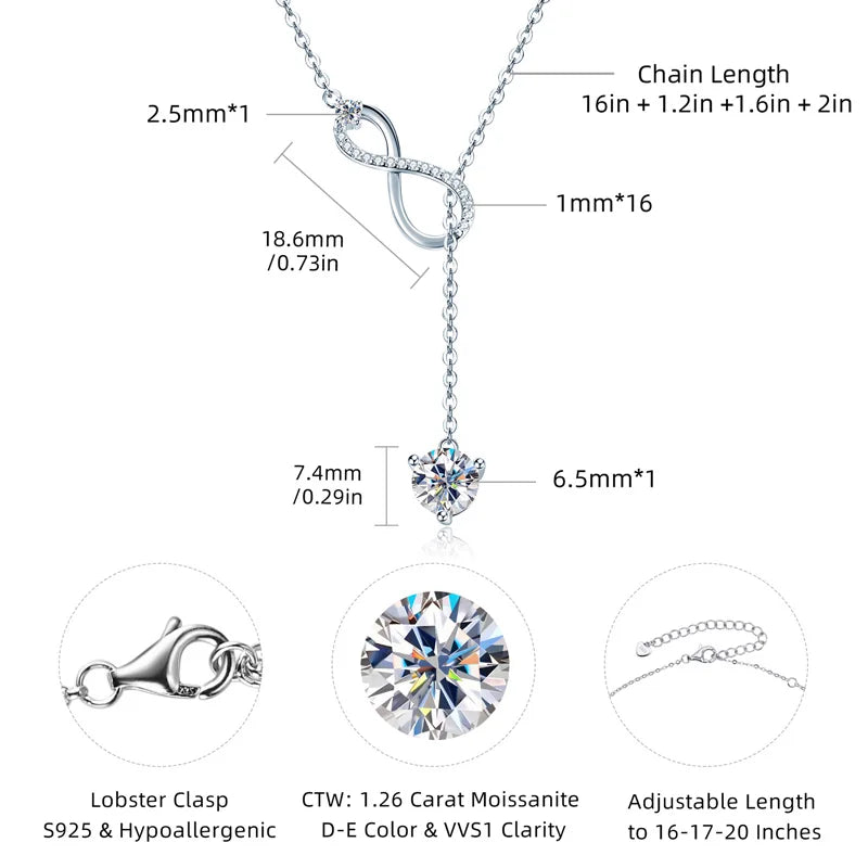 Endless Promise Infinity Lariat Moissanite Necklace