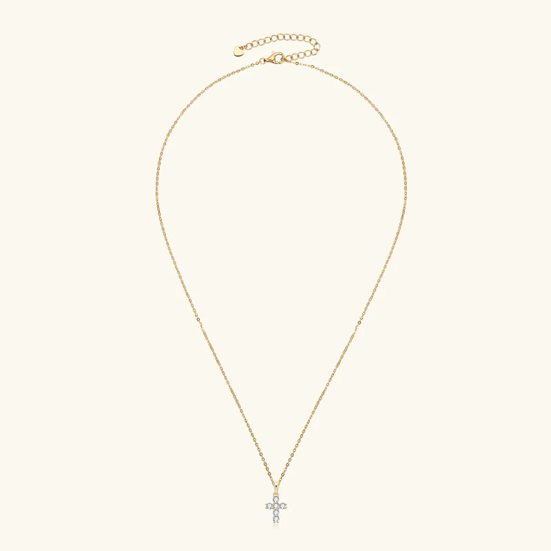 Dainty Light Moissanite Cross Necklace
