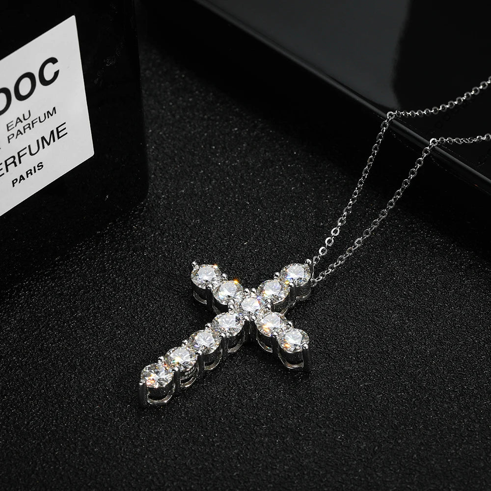 Radiant Moissanite Cross Necklace