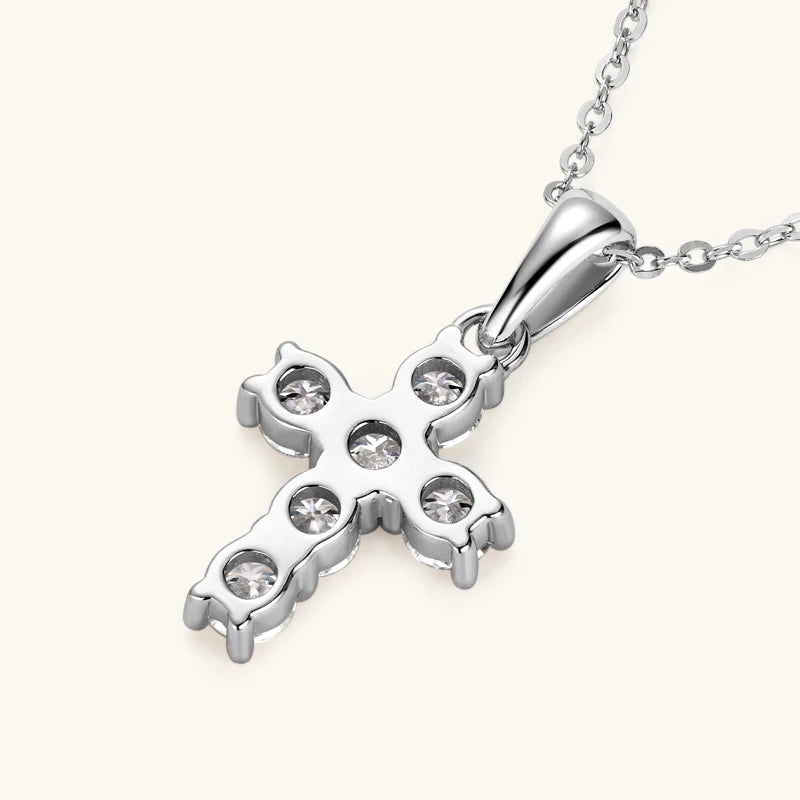 Dainty Light Moissanite Cross Necklace
