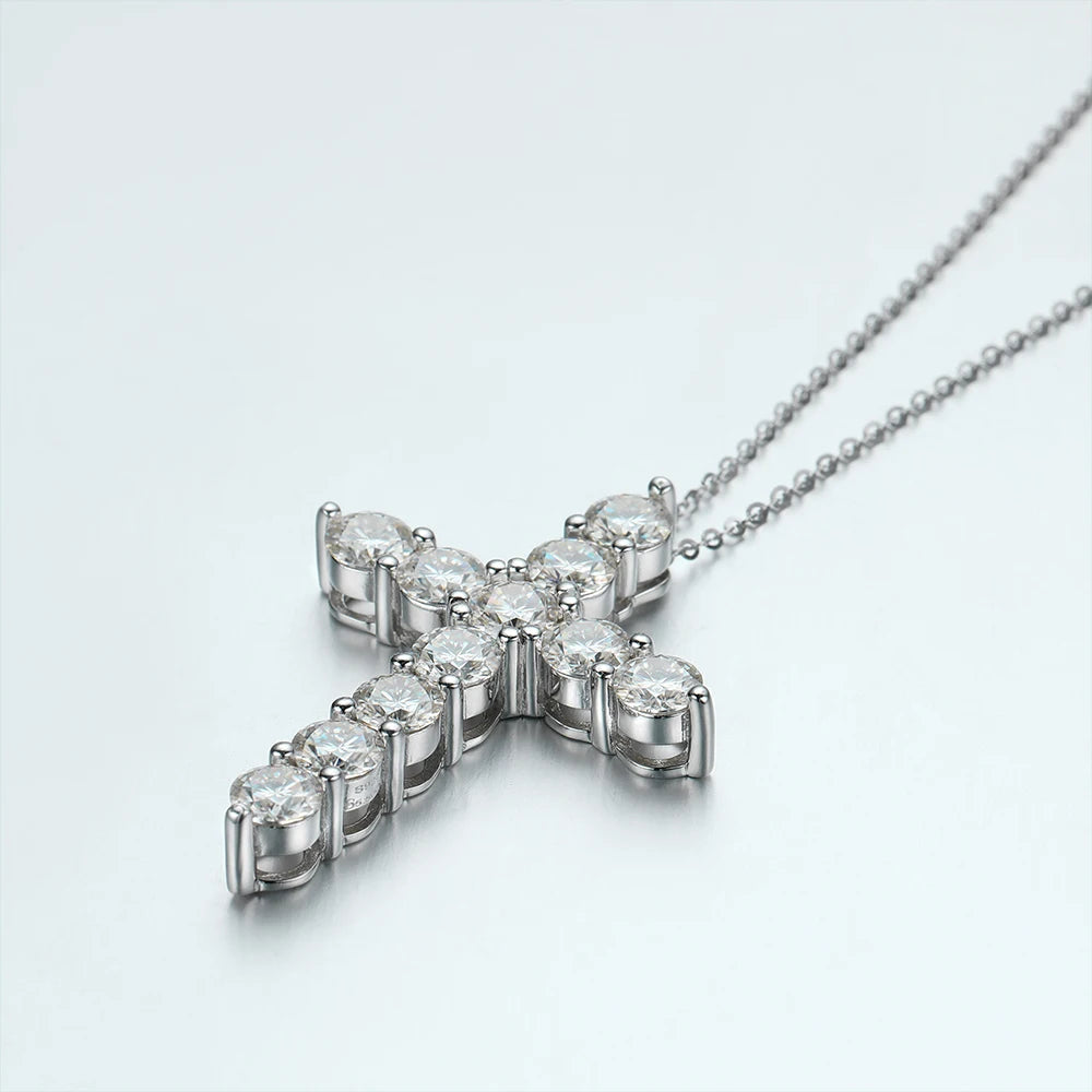 Radiant Moissanite Cross Necklace