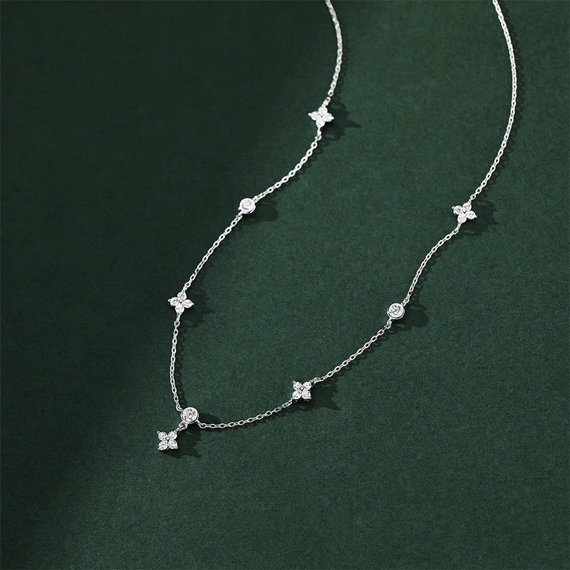 Circle of Luck Clover Moissanite Necklace